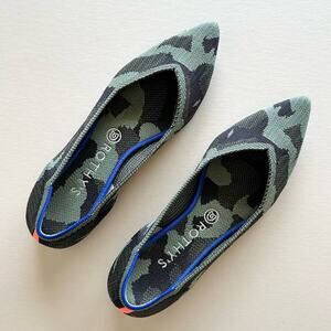 Rothy's The Point Olive Green Camo Pointed Toe Flats Size 9.5
